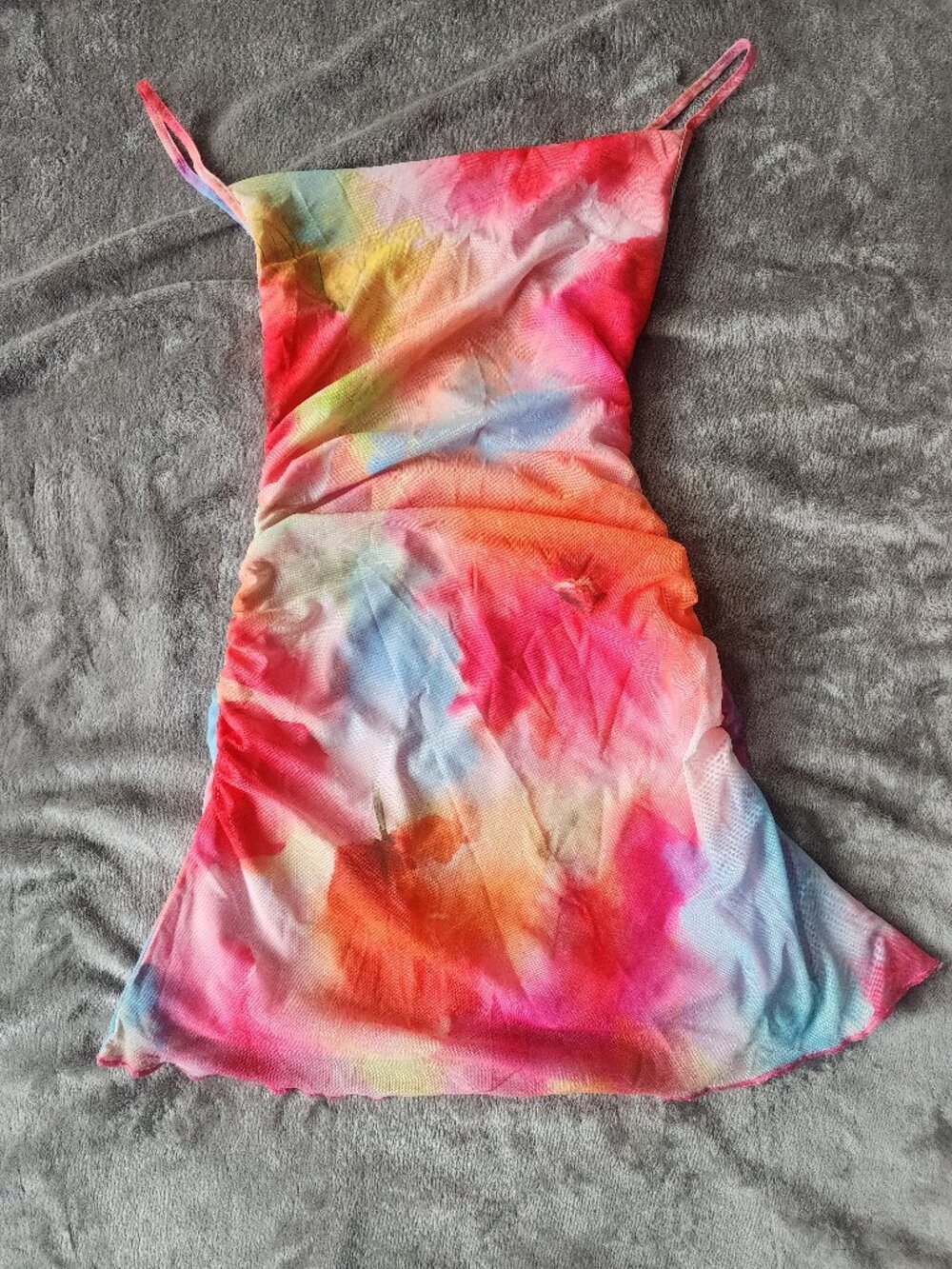 Multicolor Tie‑Dye Spaghetti Strap Slip Dress XS